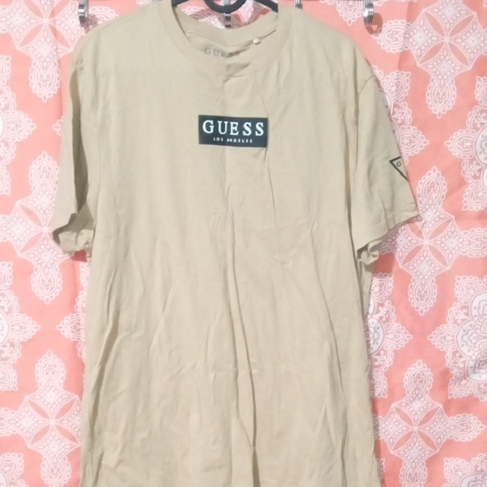 GUESS Men's Beige Short Sleeve Tee